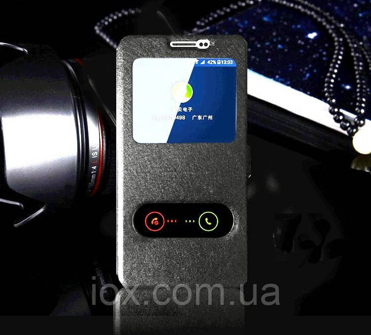 Чорний чохол-книжка з віконцями для Samsung Galaxy J510 (2016)