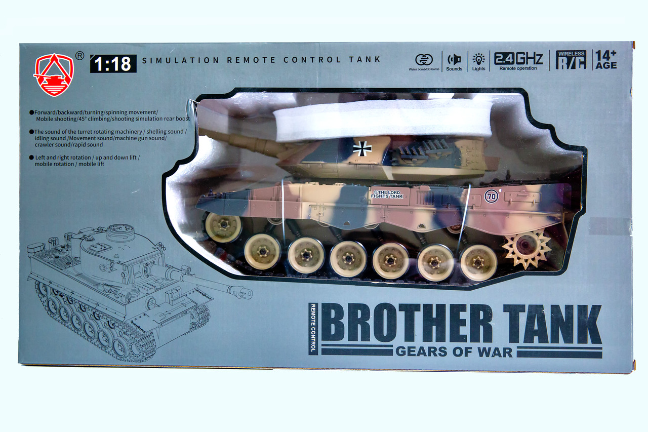 G239431-ZY021-823 БОЙОВИЙ ТАНК LEOPARD2  акумуляторний радіокерований зі звуком сірий стріляє арбізом кульками, фото 1