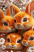 Діамантова вишивка. Картина на підрамнику "Милі кроленята", 40х60см, круглі стразы