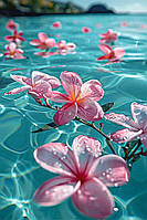 Діамантова вишивка. Картина на підрамнику "Франжипани у воді", 40х60см, круглі стразы