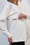 Стильний лонгслів для вагітних та годуючих молочний з бавовняного трикотажу S, фото 5