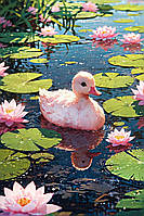 Діамантова вишивка. Картина на підрамнику "Рожева качечка", 40х60см, круглі стразы