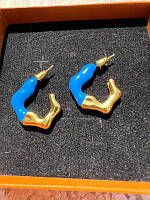 Селін сережки позолота 18 К блакитна емаль