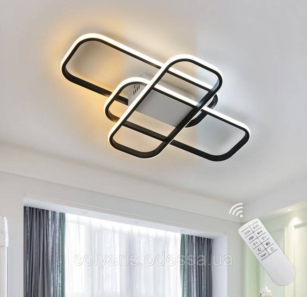 Стельова LED-люстра 172ват 70см чорна, фото 1