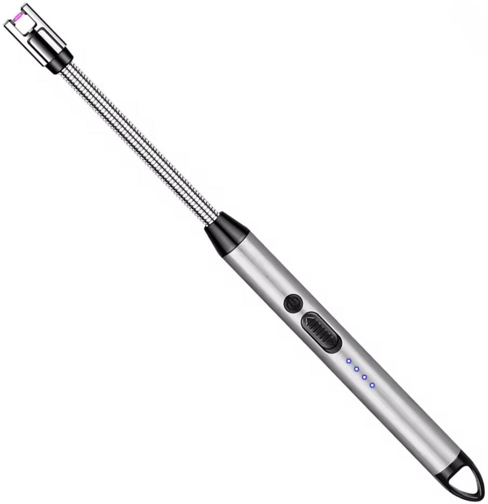 Імпульсна USB запальничка Primo з вбудованим акумулятором для газової плити, духовки, розпалу - Silver, фото 1