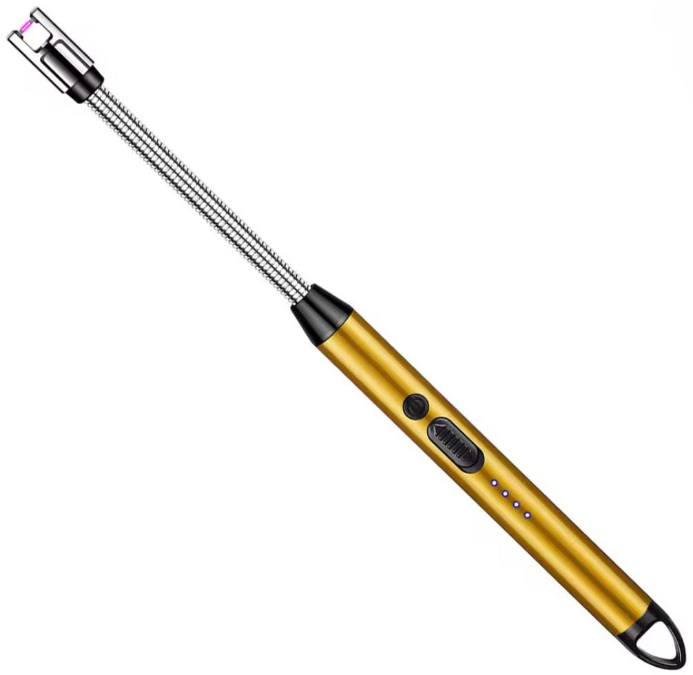 Імпульсна USB запальничка Primo з вбудованим акумулятором для газової плити, духовки, розпалу - Gold, фото 1