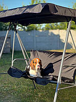 Матрац для садової гойдалки чорний з водонепроникної тканини, подушка, знімний чохол, м’яке сидіння