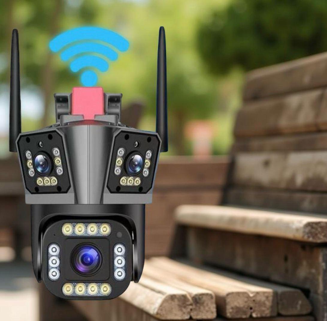 Вулична Wi-Fi камера HW-SM1-20S 12 МП із трьома незалежними об'єктивами та PTZ керуванням, фото 1
