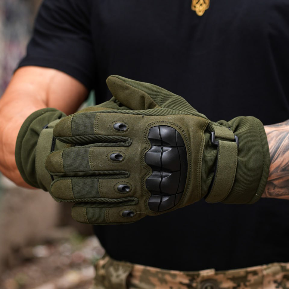 🔥 Рукавички тактичні утеплені повнопалі "CORE" (Олива) тактичні, військові, штурмові, нгу зсу, фото 1