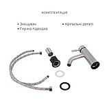 Комплект для ванної кімнати Aria 005, Nickel (k35) з довгим поворотним виливом та душовим гарнітуром +Змішувач, фото 6