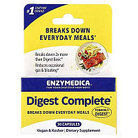 Ензими повна формула, Digest Complete, Enzymedica, Digest, ефективно розщеплює вуглеводи, жири, клітковину та білки, 30 капсул