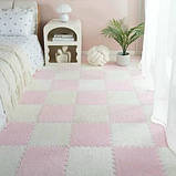 Килимок-пазл плюшевий, термокилимок, мат дитячий теплий 60*90см, 6 пазлів, колір рожевий, фото 2