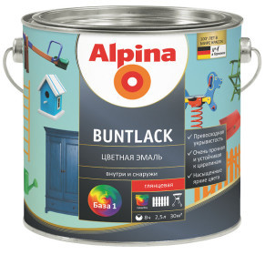 Эмаль для дерева и металла Alpina Aqua Buntlack GL, 2,5 л. 0.75, Основа3 - фото 1 - id-p527299508