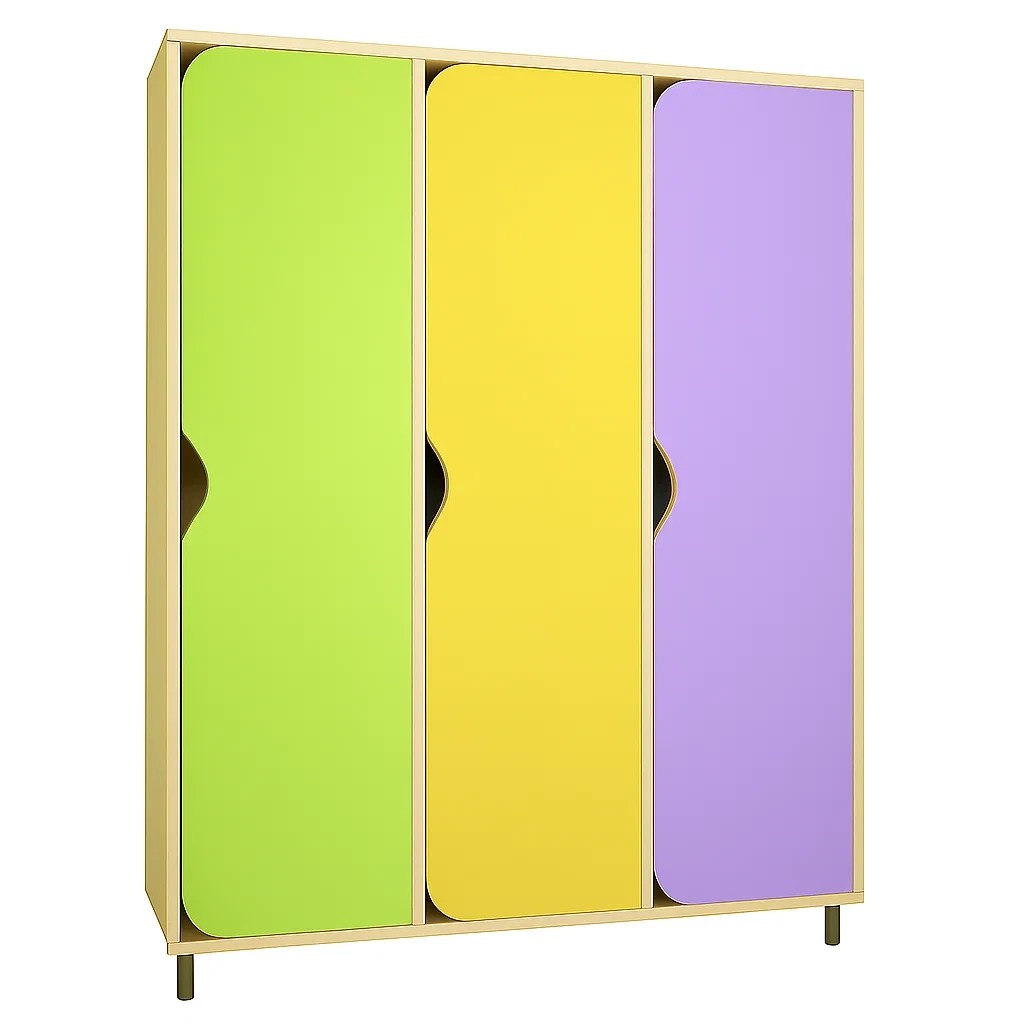 🟡 Шафа для роздягальні 3-секційна на металевих регульованих ніжках, різнокольорова DS-030, фото 1