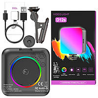 Портативне повнокольорове RGB відеосвітло D12S з універсальним кріпленням  Чорний