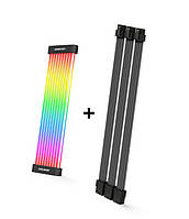 Перехідник живлення дл відеокарти 3*8 Pin на 3*8 Pin, з підсвічуванням, чорний