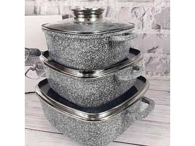 Набір посуду 3пр. 2,8/4,4/6,5л, 20/24/28см з антипригарним гранітним покриттям 8030 ТМ EDENBERG