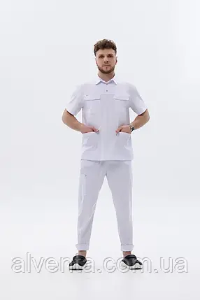 Медичний стрейч костюм Монреаль, Білий, фото 1