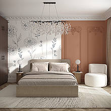 Двоспальне ліжко Хюгге з м'якою обивкою 900х1672х2076 мм Бежевий