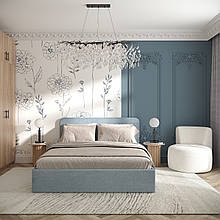 Двоспальне ліжко Хюгге з м'якою обивкою 900х1672х2076 мм Блакитний