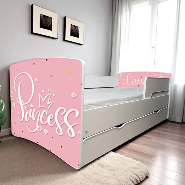 Ліжко для дівчинки або хлопчика Кіндер Кул із захисними бортиками, на ламелях + ящик в комплекті