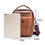 Чоловіча сумка через плече Натуральна шкіра Барсетка Чоловіча шкіряна сумка для документів планшет Чорна, фото 4