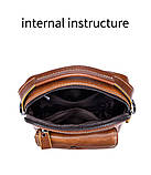 Чоловіча сумка через плече Натуральна шкіра Барсетка Чоловіча шкіряна сумка для документів планшет Чорна, фото 6