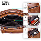 Чоловіча сумка через плече Натуральна шкіра Барсетка Чоловіча шкіряна сумка для документів планшет Чорна, фото 7