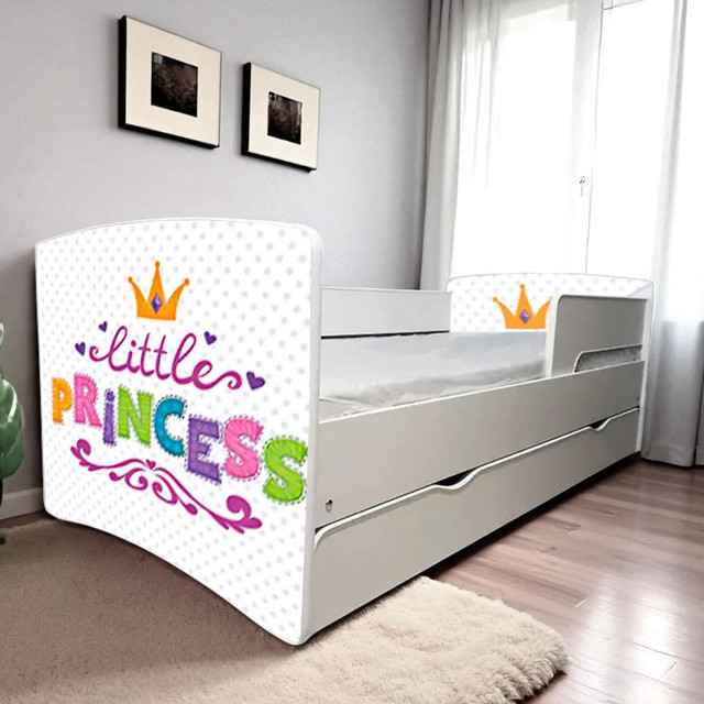 Ліжко для дівчинки або хлопчика Кіндер Кул із захисними бортиками, на ламелях + ящик в комплекті