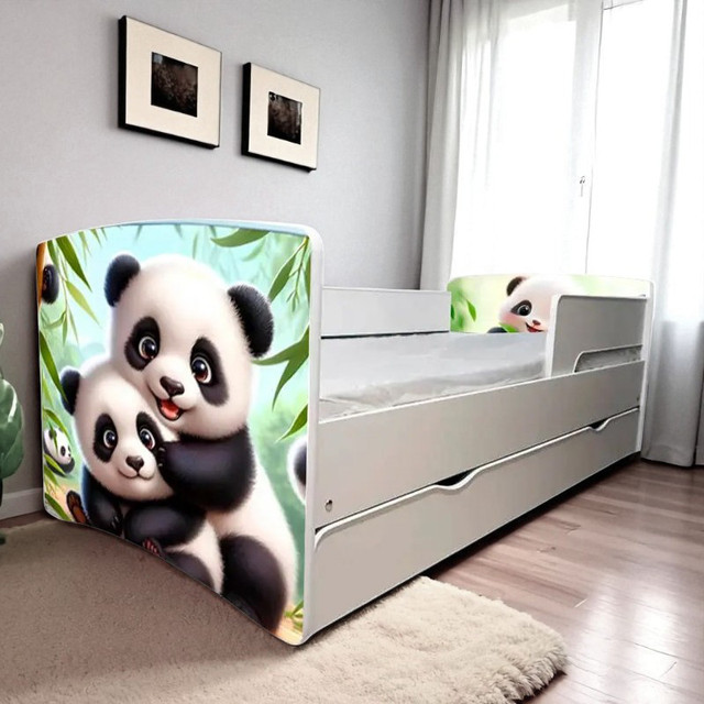 Ліжко для дівчинки або хлопчика Кіндер Кул із захисними бортиками, на ламелях + ящик в комплекті