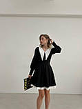 Жіноча класична чорна сукня з білим коміром, фото 6