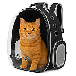 Рюкзак для перенесення тварин прозорий до 5кг, 45×33×25см, Чорний / Рюкзак для кота / Сумка-переноска для тварин