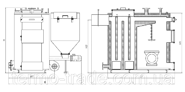 Габаритные размеры котла КТ-3ESH 125 кВт