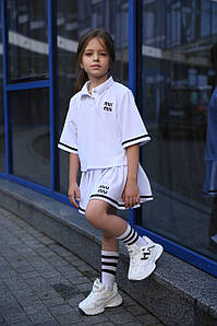 Костюм дитячий підлітковий зі спідницею 2555ев р.122-152 New