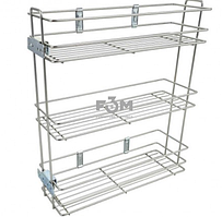 Карго WXL200 бокове кріпл. без направл. хром ефект (3 полиці), з кріпл. для направл, 3d кріпл фасаду