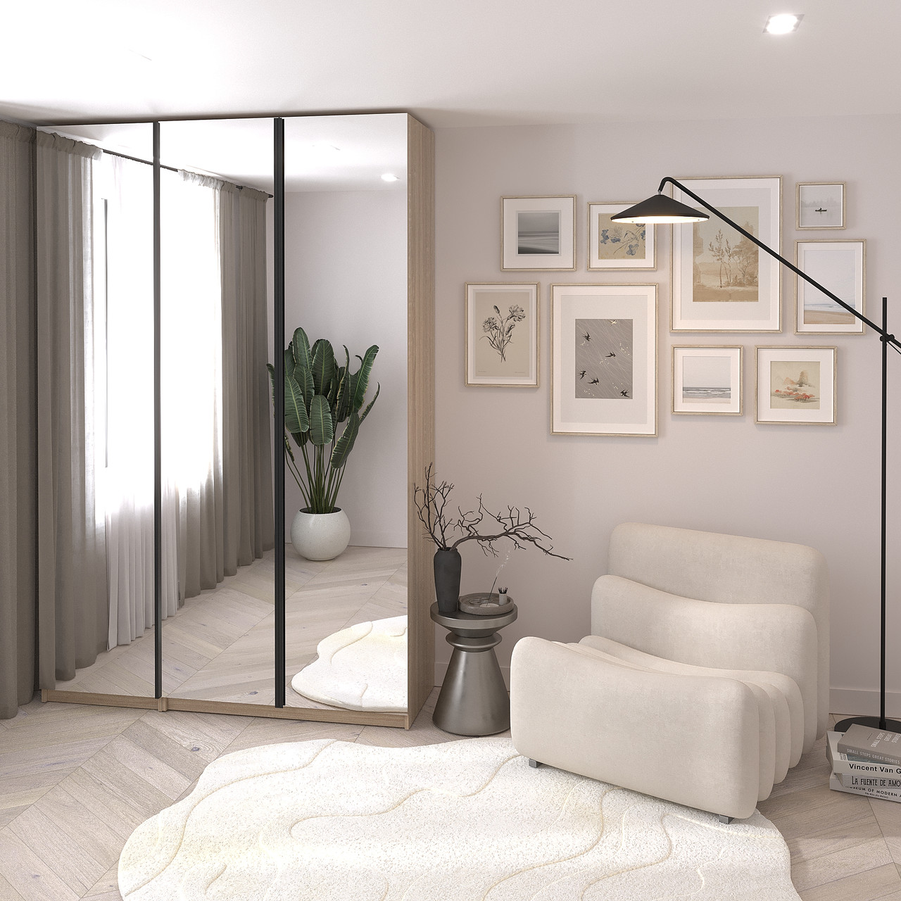 Шафа для одягу розпашна з дзеркалом "Дует-2" 2400x1500x520мм Дуб Сонома, фото 1