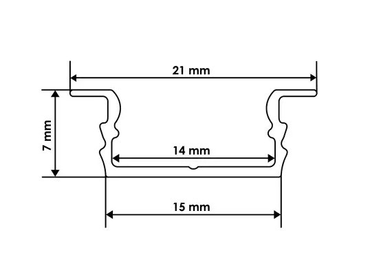 Профіль алюмінієвий ВІОМ врізний ЛПВ7W 7*16, білий (2м.п.), фото 1