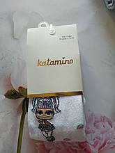 Дитячі колготки для дівчинки з лялечкою Лолція K30090 Сірий 98-104/3-4 роки, Білий