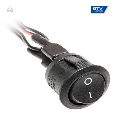 Вимикач кнопковий GTV 12V, 10A, з кабелем 10 см mini AMP, чорний, фото 1