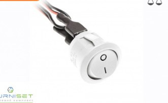 Вимикач кнопковий GTV,12V, 10A, з кабелем 10 см mini AMP  білий, фото 1