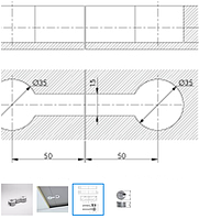 Стяжка для стільниць ІF QUICK, L-100, d-35мм(комплект з 2 частин)