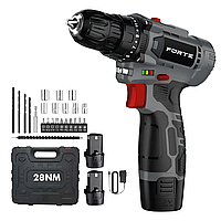 Акумуляторний шуруповерт Forte CD-12BC 12В 1.5Аh Li-ion 2 акумулятори дриль-шуруповерт у кейсі