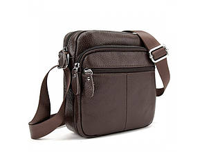 Чоловіча сумка-месенджер компактна через плече з натуральної шкіри