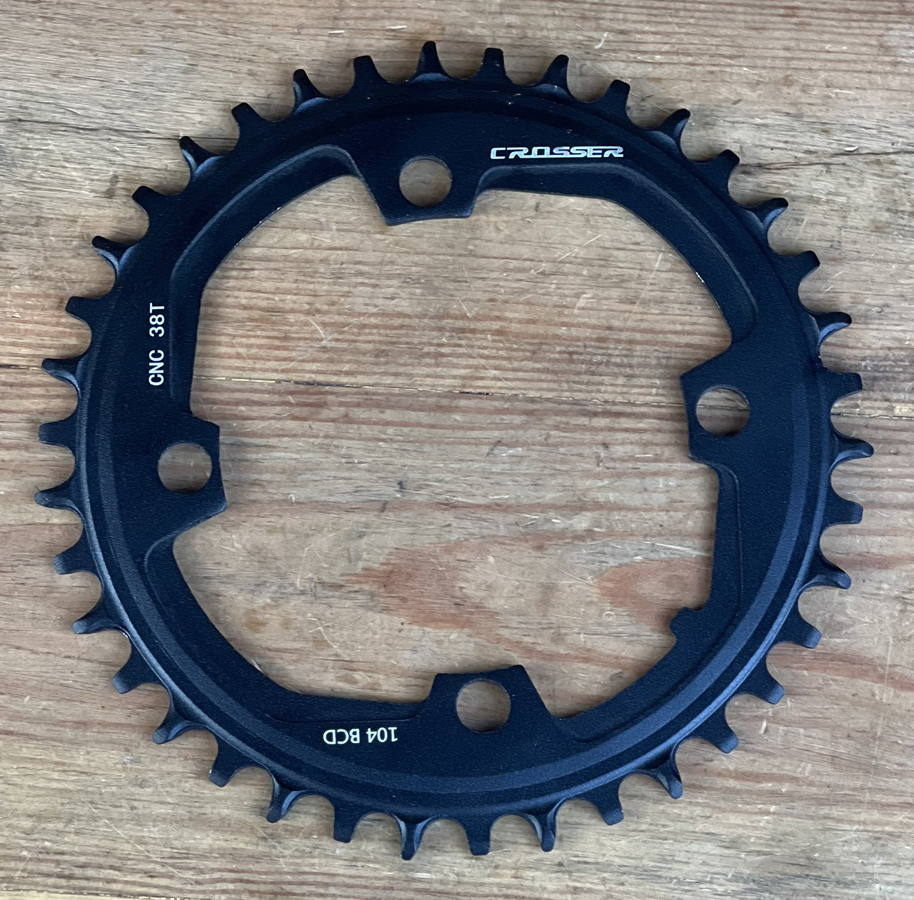 Зірка на велосипед Crosser Narrow Wide 38Т, BCD: 104 мм, алюміній, чорний, фото 1