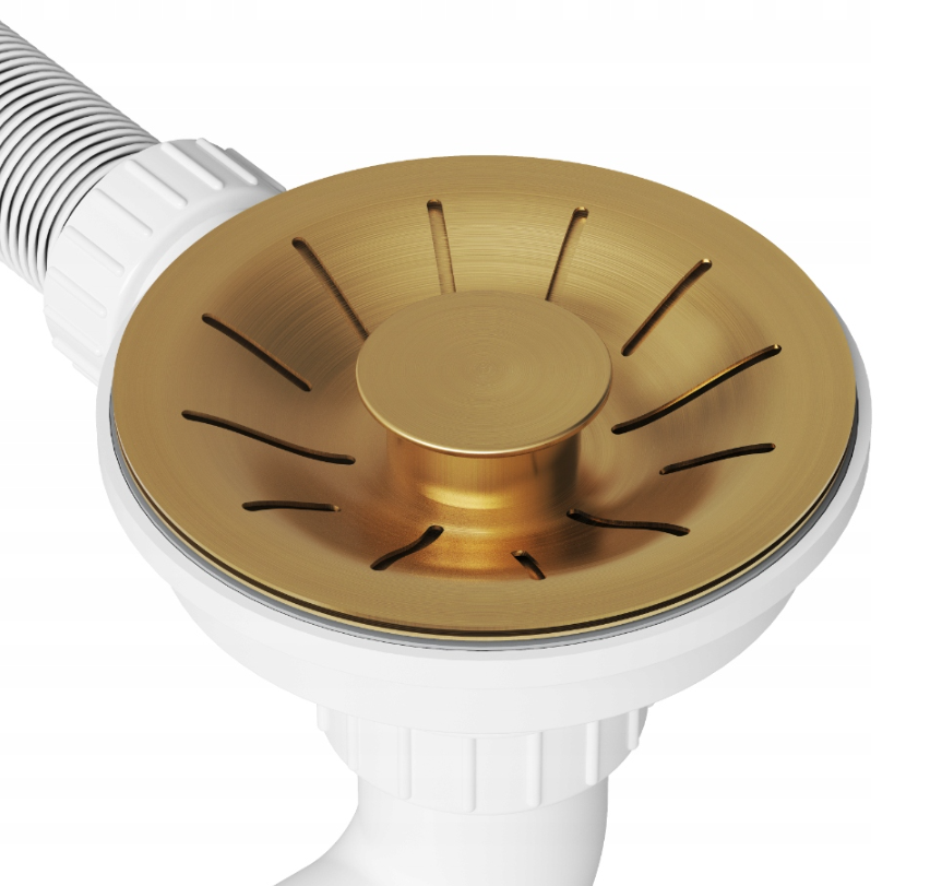 Сифон LUX для кухонної мийки. Євро вентиль без переливу. Водозлив без переливу (золото).