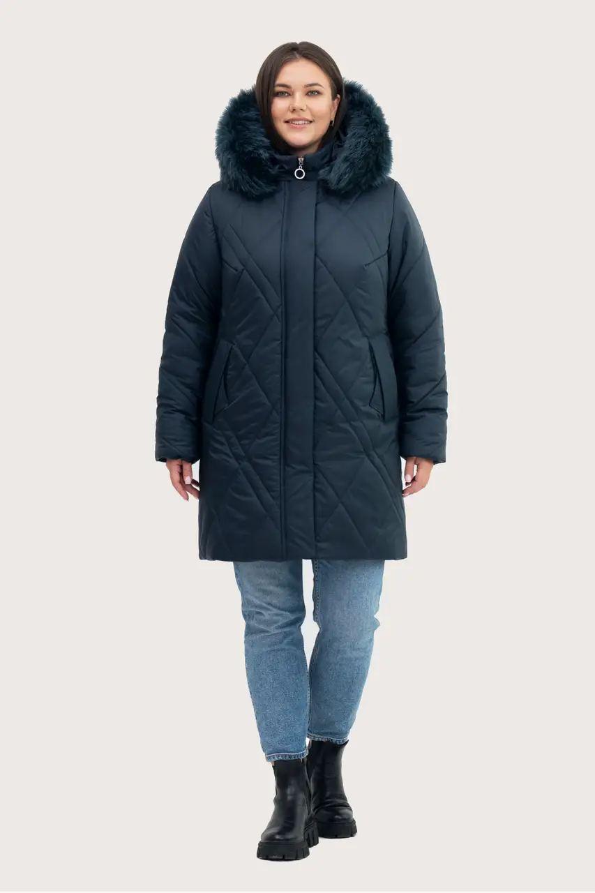 Зимова жіноча модна куртка великого розміру 54-70 малахіт, фото 1