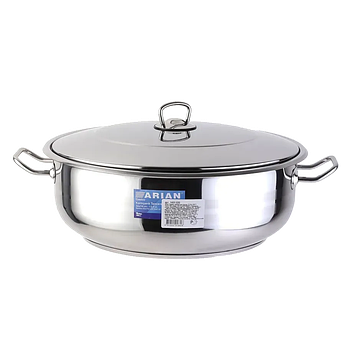 Сотейник каструля низька з кришкою Arian Gastro 13,5 л 36х14 см з нержавіючої сталі для індукції і газу