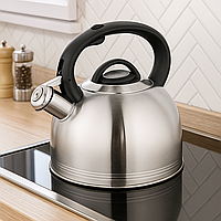 Чайник зі свистком для плити ClassicLine, 2,5 л, нержавіюча сталь, капсульне дно, Сріблястий