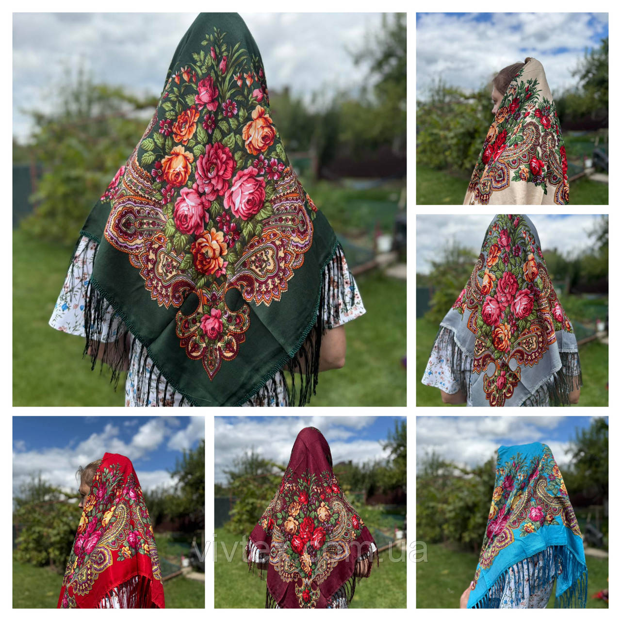 Хустка жіноча з орнаментом 100х100, фото 1