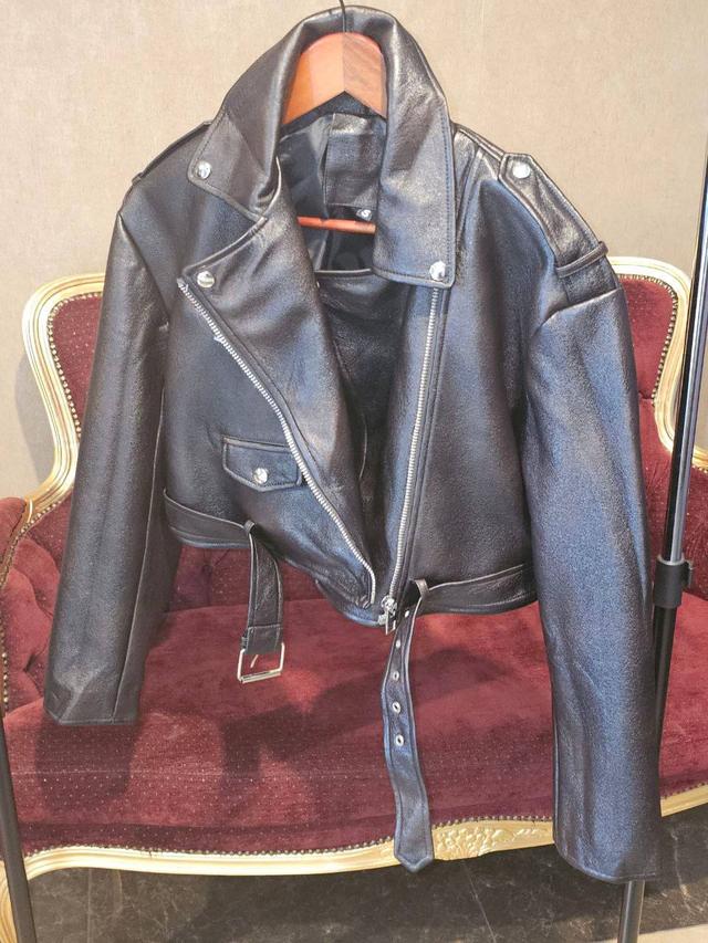 куртка косуха короткая из эко-кожи коричневая шоколадная